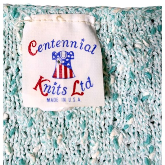 Vintage 1970s Centennial Knits LTD USA Made Blue Smocked V-Neck Short Sleeve Top - Picture 9 of 10